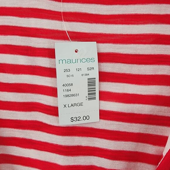 MAURICES Pink White Striped Button Down Cardigan Womens Size XL Extra Large Hood - Picture 4 of 7